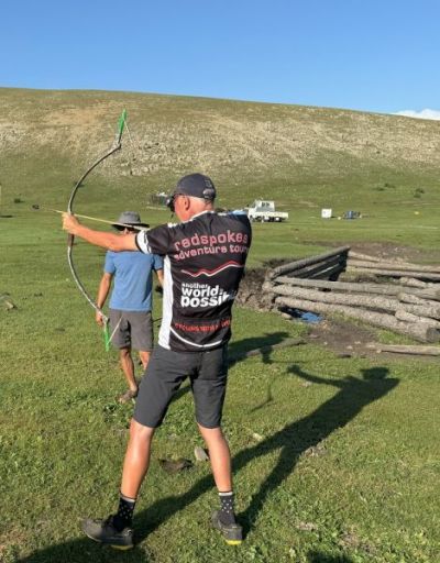 John Homer Cycling on the  tour with redspokes